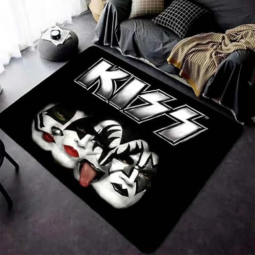 yyxsgdmw Band Kiss Gemusterte Fußmatte Teppiche 15 Größen Wohnzimmer Schlafzimmer Nachttisch Badezimmer Fußmatte Home Decor Musik Club Bereich Teppich H2750 40×60Cm
