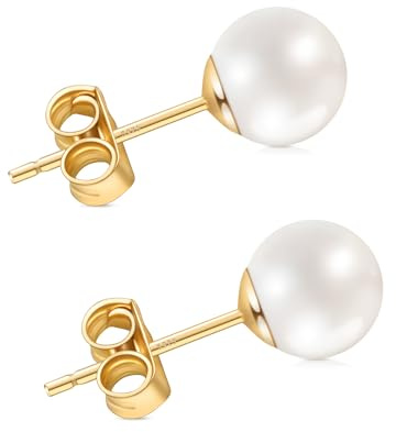 HAINBAG 6mm Pearl Earrings for Women, Hypoallergenic 925 Silver Post Studs