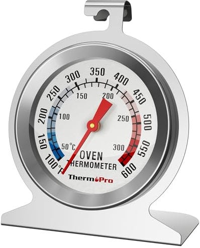 ThermoPro Oven Thermometer for Inside Oven, Upgraded 431 Stainless Steel Dial Easy to Read Meat Thermometer with Tempered Glass, Pizza Oven Temperature Gauge for Baking Grilling Cooking Thermometer