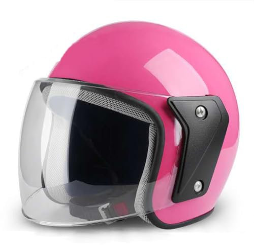 RYDZCLH Motorcycle Casques À Face Ouverte Dot/ECE Casque À Jet De Scooter Approuvé 3/4 avec des Visiteurs De Tinton Drop Down Femmes Four Seasons Half Casque,Rose