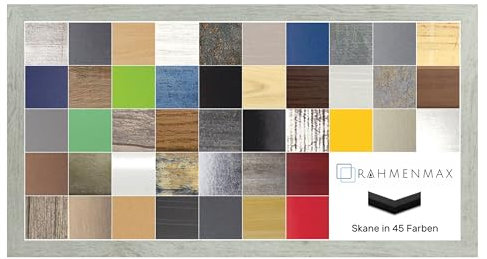 RahmenMax Skane Bilderrahmen Posterrahmen Puzzlerahmen 30x90 cm Pinie Gekälkt Dekor 90x30 cm mit weisser Rückwand und Antireflex Acrylglas