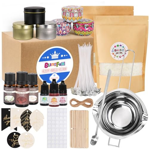 Sojawachs kerzen Selber Machen Set, DIY-Kerzenherstellungszubehör mit Docht, Aufklebern, Kerzenglas, Schmelzer, Duftölen und Farbstoffen, Duftkerzen-Starter-Komplettset für Erwachsene