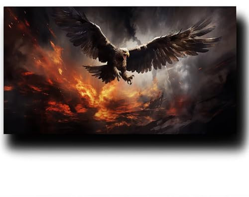 Peinture par Numero Adulte, Aigle Peinture à l'huile par Numéros sur Toile Artisanat avec Pinceaux peinture Acrylique, Adulte Animal Tableau Decoration Murale, Coffret Cadeau Femme 40X80cm 3-L-B