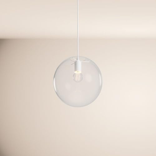 s.luce Orb Glaskugel Abhängung Weiß Hängeleuchte Hängelampe Pendellampe Pendelleuchte Glaslampe Orb/Farbverlauf, Farbe:Klar, Größe:Ø 30cm