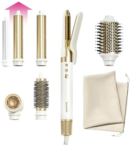 GLAMUP 6 in 1 Multi Hair Styler, Coanda Tech Autowrap & Hair Dryer Brush, Gift Set