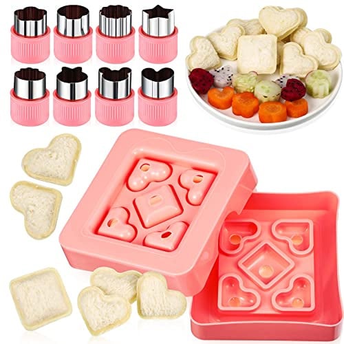 9 Stücke Sandwichschneider Set Mini Sandwich Cutter Decruster DIY Pocket Sandwich mit Gemüse- und Obstschneider Formen Sandwichschneider und Versiegelung Brot Kruste Cutter Bento Box Zubehör