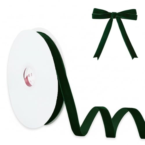 Samtband Dunkelgrün,25 Yards Samt Geschenkband,Samt Schleifenband,Weihnachten Dekoband,Für Weihnachten Kranz Dekoration Handgemachte Handwerk Ornamente & Geschenkverpa,1 Rollen