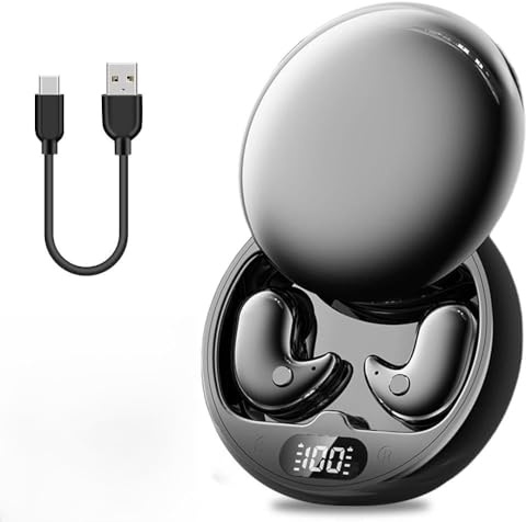 Gobesty Schlafkopfhörer, In Ear Kopfhörer Bluetooth 5.4, Unsichtbare Kabellose Sleep Buds, Mini Sleep Earbuds, Schlafkopfhörer Noise Cancelling zum Schlafen, Arbeiten, Sport (Schwarz)