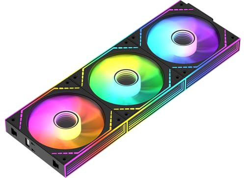 THERMALRIGHT TL-M12QR-S X3 120 mm Ventilador para carcasa de PC, aspas invertidas, 1500 rpm, ARGB Daisy-Chain, iluminación espejo Infinity, paquete de 3 unidades
