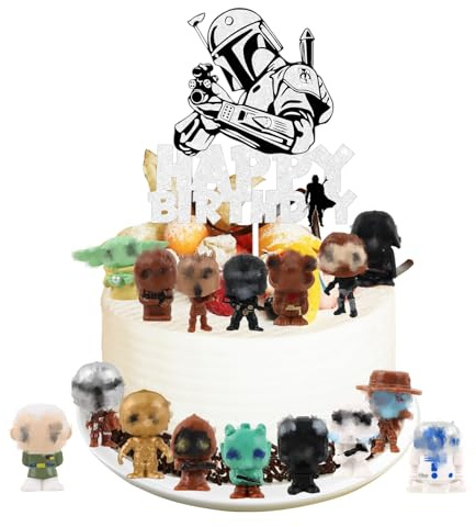 Tortendeko Set mit Mini Figuren, 17 Stück Happy Birthday Cake Topper, Cartoon kuchen Deko Geburtstag, Tortenaufleger Geburtstag, Muffin Cupcake Topper für Junge Mädchen Kindergeburtstag Thema Party