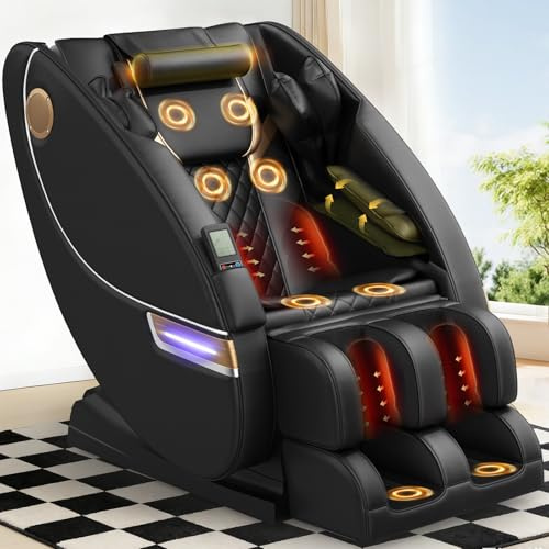 Gegcucey Ganzkörper-Massagesessel, mit 14 Massagepunkten und 8 Airbags, Lenden- und Beinheizung, Fußrollenmassage, Bluetooth-Lautsprecher, Elektrische Massagesessel für das Homeoffice