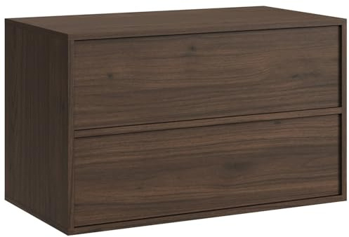 Badplaats Waschbeckenunterschrank Mali 80 x 46 cm Walnuss Braun - Hängender Badezimmerschrank mit 2 Schubladen und Montagematerial für Badezimmer
