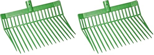 Kerbl Dunggabel Premium, Mistgabel, ohne Stiel, grün, Kunststoff, 39x33x12,5cm, 17 Zinken, Landwirte, Pferdebesitzer, leicht, einzeln geprüft (Packung mit 2)