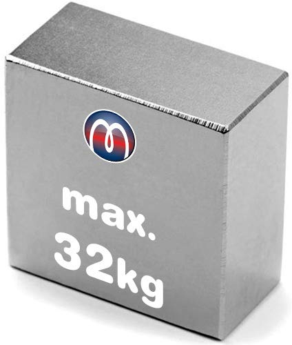 Quadermagnet Neodym Magnet-Quader Extra Stark - Haftkraft bis 800kg - Starke Blockmagnete - Rechteckige NdFeB Magnete, Größe: 30x30x15mm | 32kg Haftkraft