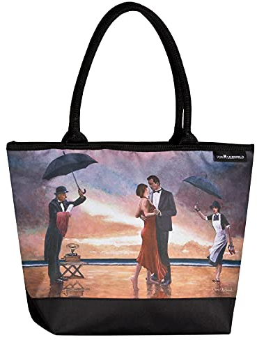 VON LILIENFELD Handtasche Damen Motiv Kunst Theo Michael Hommage to The Singing Butler Motiv Kunst Shopper Maße cm L42 x H30 x T15 Strandtasche Henkeltasche Büro