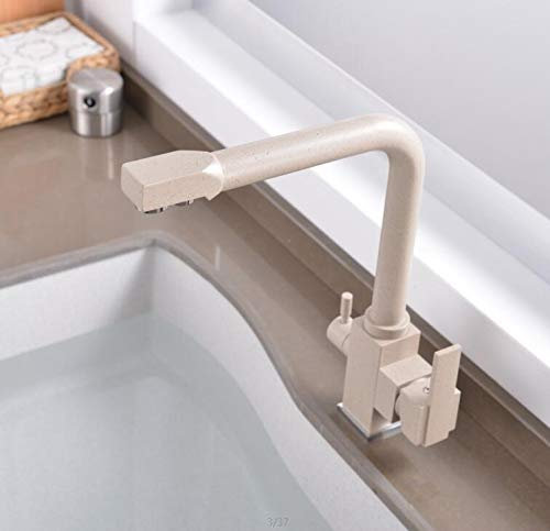 YAWEDA 360 degrés de rotation avec une purification de l'eau Caractéristiques seul trou grue de cuisine Robinets de cuisine Pont du Mont mitigeur, Beige