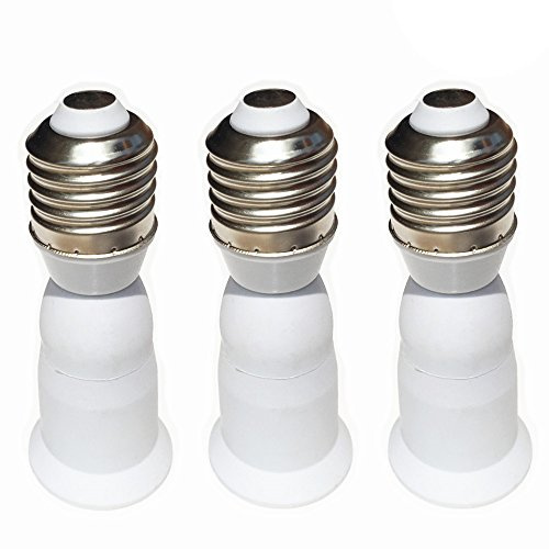 DZYDZR 3 Stück Weiß 95mm Verlängerung E27 auf E27 Extender LED-Lampen Basis Adapter