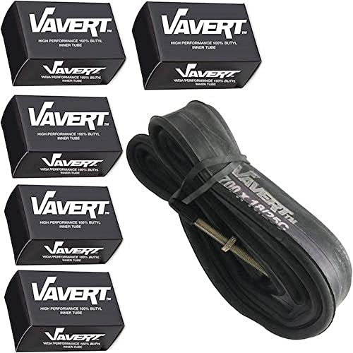 VAVERTTUB Válvula 700 x 18/25c (60 mm) -Paquete de 5 Tubos Interiores, Unisex, Negro, 700X18/25C Presta Valve (60MM)