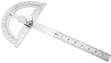 Winkelmesser aus Edelstahl, Goniometer, 15 cm Lineal, 180-Grad-Winkelmesser, Messgerät, verstellbares Messwerkzeug (80 x 120 mm)