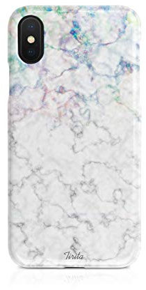 Tirita Hard Phone Case Cover Compatible with iPhone 11 Iridescent Marble Holographic Opal Rainbow Granite