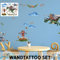 Wandtattoo Set verschiedene Motive | Kinderzimmer Aufkleber bunt Wanddeko (Ritter Vikinger Drache (BxH) 180 x 100 cm)