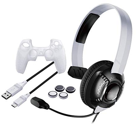 Raptor-Gaming PS5 Headset Kit SK100 mono, für Sony PS5, Player Kit/Set, PS 5 Silikonhülle für den DualSense Playstation 5 Controller, extra langes Ladekabel, Analogstick Aufsätze, RG-SK100