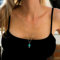 TseenYi Boho Turquoise Drop Chain Necklace Long Gemstone Pendant Necklace Minimalist Clavicle Necklaces Jewelry for women and Girls (Silver)