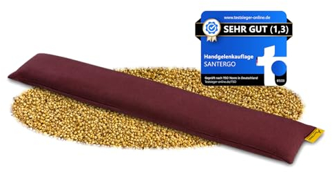 SANTERGO Wrist Rest for Keyboard - Ergonomic Palm Rest Made of Organic Millet Chaff, Anti- tendonitis for Laptop & Computer, Easy Typing, Cushion Support in Bordeaux