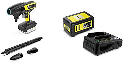 Kärcher KHB 6 hidrolimpiadora de Media presión,batería 18 V/2,5 Ah no incluida, 24 Bar, 200 L/h (1.328-110.0) + Kärcher Cargador Rápido y Batería 18 V - 5,00 Ah (2.445-063.0)