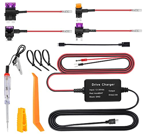 Gobesty Dash Cam Hardwire Kit, Nextbase Dash Cam Hardwire Kit, In Car Hard Wiring Kit Dash Camera mini/micro USB adpater, 12V 24V to 5V Car Dash Camera Hard Wire Kit for Dashcam GPS