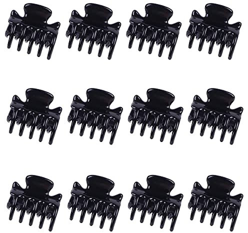 12 Pcs Small Hair Clips, Non-slip Hair Claws Pins Clamps, Hair Accessories Hair Clips Mini Claw Clips Black Hair Jaw Clips for Women Girl's Hair (3 cm/ 1.18 in)
