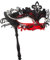 Hoshin Maskenmaske mit Stock, Mardi Gras Deecorations Venezianische Masken für Damen (Rot & Schwarz)