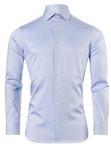 Vincenzo Boretti Chemise, Slim-fit/Taille cintrée, sergé, Poignet Mousquetaire - Super Infroissable Bleu glacé 39-40