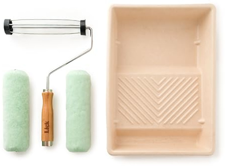 Lick Large 4 Item Painting Kit – Paint Tray and Paint Roller Set for Decorating, Painting Tools, Bamboo 9-inch Paint Roller, Sugar Cane Pulp Paint Tray, 2x Roller Sleeves, Decorating Tools Pack