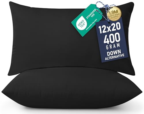 Utopia Bedding Dekokissen, 30,5 x 50,8 cm, Bett- und Couchkissen, dekorative Kissen für den Innenbereich, 2 Stück, Schwarz