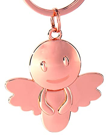 Tidero Schutzengel Schlüsselanhänger Smile - Engel Anhänger für Männer Frauen - Geschenk Glücksbringer Auto Fahr vorsichtig Metall