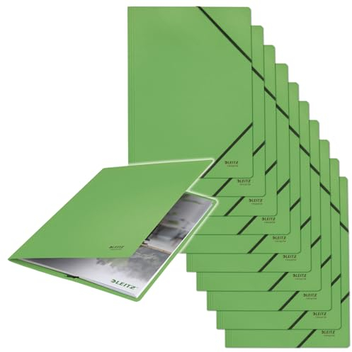Leitz Recycle Eckspanner A4, 10er Pack, Für 250 Blatt, Für die Dokumentenaufbewahrung & Ablage, 100 % recycelt & recycelbar, Umweltfreundlich, Recycle Serie, Grün, 39080055