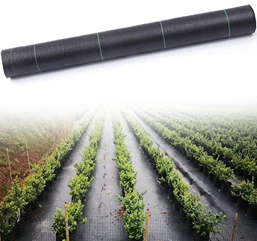 142g/㎡ Unkraut-Barriere Landschaftsgewebe, Unkraut Block Gartenarbeit Bodendecker Matte, Unkrautbekämpfung Garten Tuch, gewebte Geotextil Gewebe, kommerzielle Auffahrt Gewebe,Schwarz,4x300ft/1.2x91m