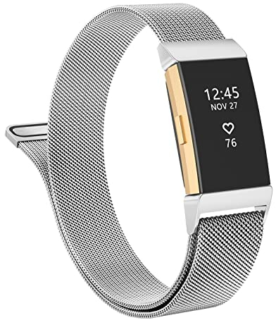 Vancle nur für Fitbit charge 2 Armband für Damen Herren,Metall Mesh Edelstahl Ersatzarmband Uhrenarmband für charge 2 Armband(S,Silber)