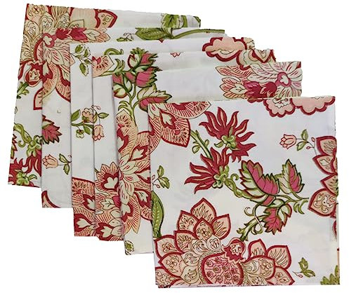 GURU JEE™ Servietten für Abendessen, 6er-Set, florales Tischservietten, 45,7 x 45,7 cm, 100 % Baumwolle, bedruckte Stoffservietten, waschbar, weiche Baumwollserviette (mehrfarbig)