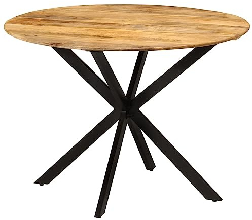 vidaXL Esstisch Küchentisch Tisch Speisetisch Esszimmertisch Holztisch für Restaurant Esszimmer Küche Ø110x78 cm Massivholz Mango Stahl