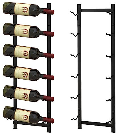 COSTWAY Porte Bouteille Mural, Étagère à Vin en Métal pour 6 Bouteilles, Casier à Vin pour Cuisine, Bar, Salle à Manger, Cave, Noir