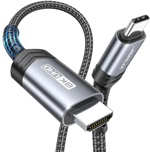 JSAUX Cable USB C a HDMI 2.1 [8K@60Hz 4K@240Hz] 6.6 FT Cable Trenzado de Aluminio Tipo C a HDMI [Thunderbolt 4/3] Soporta 48Gbps/HDR/HDCP 2.3 para Portátil, Tablet, Galaxy S24