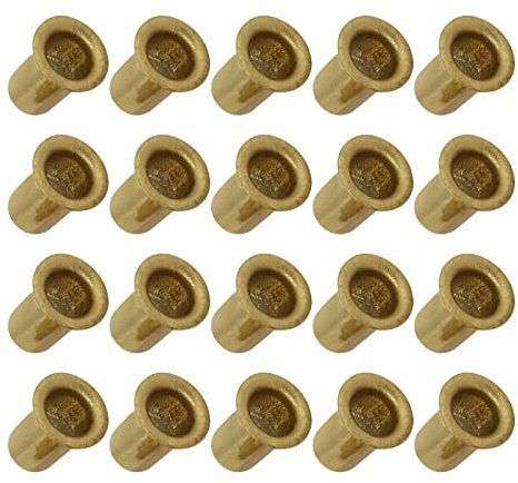 METALLIXITY Pasante Orificio Remache (M6x10mm) 100 Uds, Latón Chapado Metal Hueco Remache Tuercas - para Cuero Lona Ropa Bricolaje Manualidades Fabricación, Tono Dorado