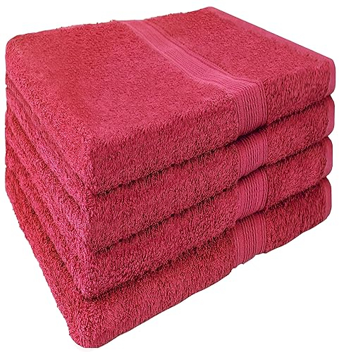 NatureMark 4er Set Handtuch 50x100cm, Frottee Handtücher, 100% Baumwolle, Bordeaux rot