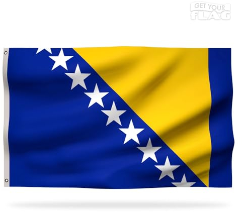 Drapeau de la Bosnie-Herzégovine Premium 150x90cm - Drapeau Bosniaque Résistant et de Haute Qualité avec 2 œillets métalliques - Soyez fier de vos couleurs !