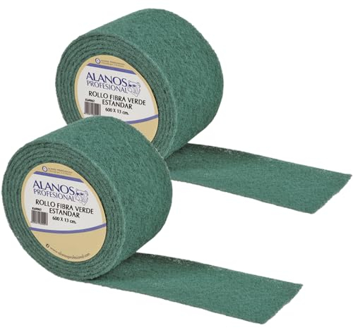 Clim Profesional 2 Rollos de Estropajo de Fibra Verde Alta abrasividad 6 Metros | Pack 2 Rollos Estropajo en Rollo para Uso Profesional y Doméstico