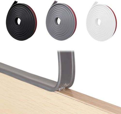 U-Form Selbstklebend Möbelkantenband, 5m×12mm Flexible TPE Faltbarer Kantenschutz für Schrankkanten, Möbelkantenleiste für Tisch Schränke Stühle Regale Restaurierung (Grau-5m×12mm)