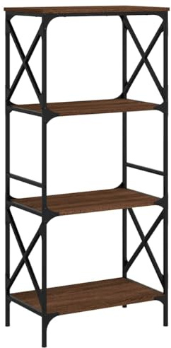 vidaXL Bücherregal, Bücherschrank mit 4 Böden, Regal mit verstellbaren Beinen, Standregal Aktenregal Büroregal, Braun Eiche Holzwerkstoff