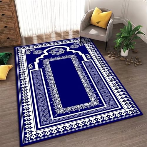 AU-OZNER Alfombra Antideslizante ba?era Alfombra Azul Oscuro, Alfombra Moderna Lavable para Yoga de fácil cuidadoalfombras antiacaros,Color Azul Tinta,160x230cm